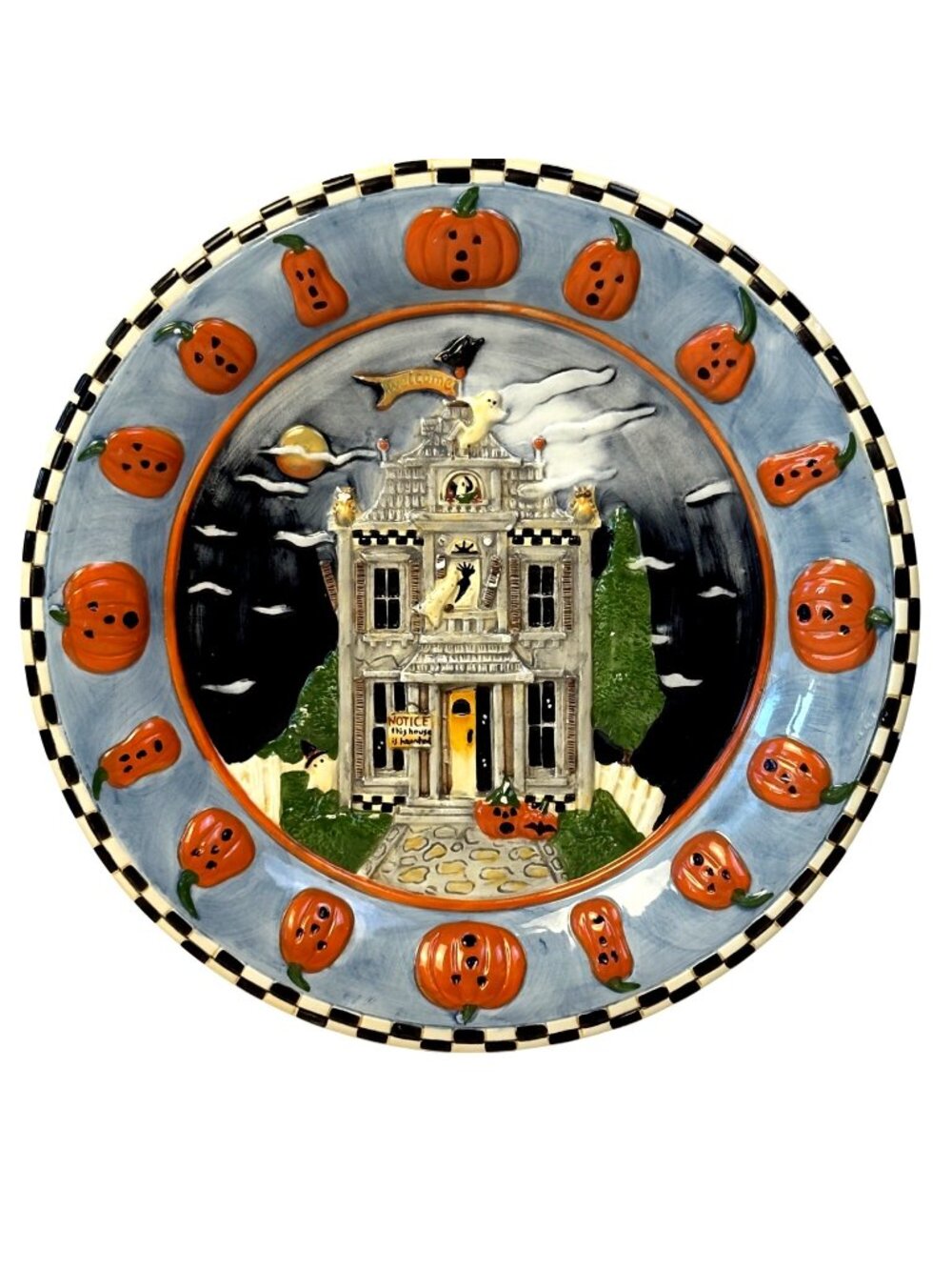 Sakura Debbie Mumm The Halloween Haunted House 12" Platter - Chipped / As-Is